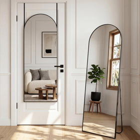 Furnbar 58x20 arched full-length mirror over the door for quick outfit checks.