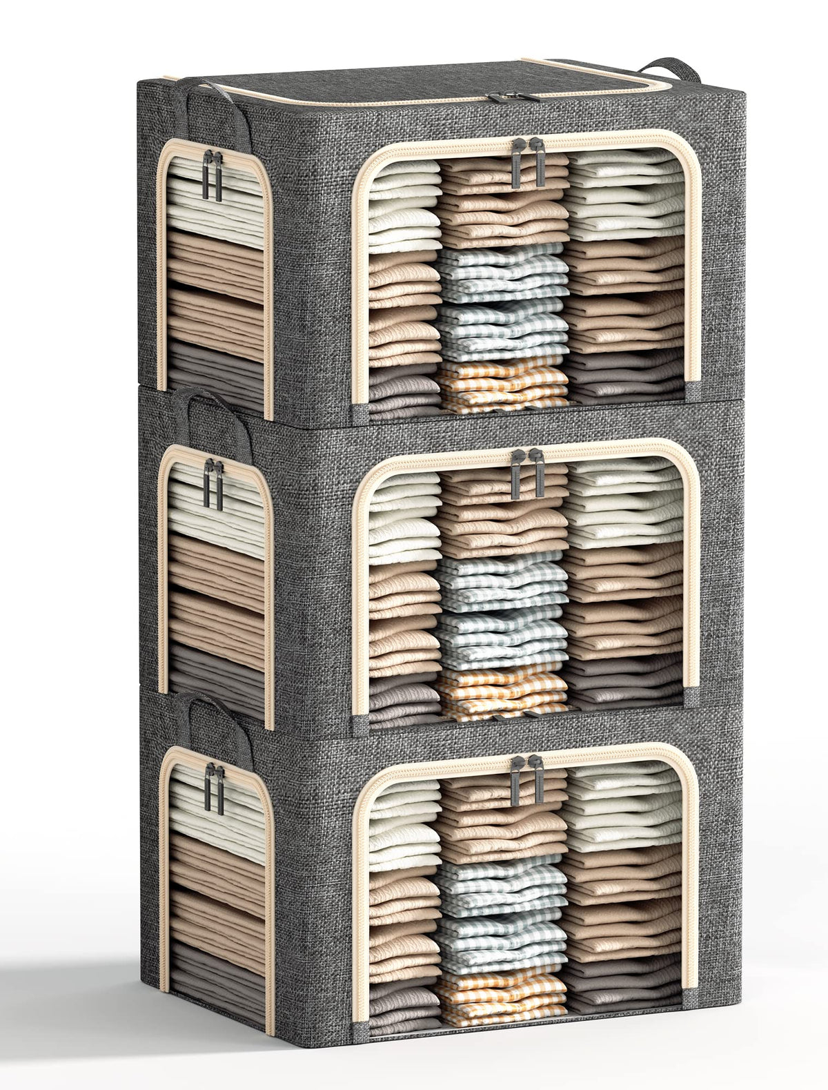 Furnhome 3-opening storage bin with metal frame for easy access