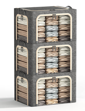 Furnhome 3-opening storage bin with metal frame for easy access