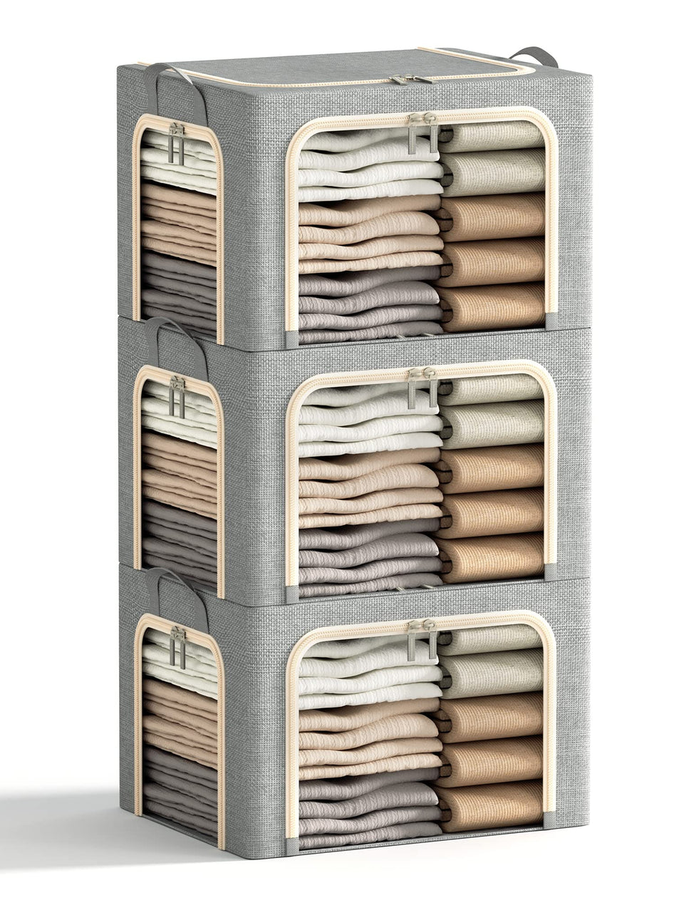Furnhome 3 openings clothes storage bin with metal frame for easy access and organized wardrobe