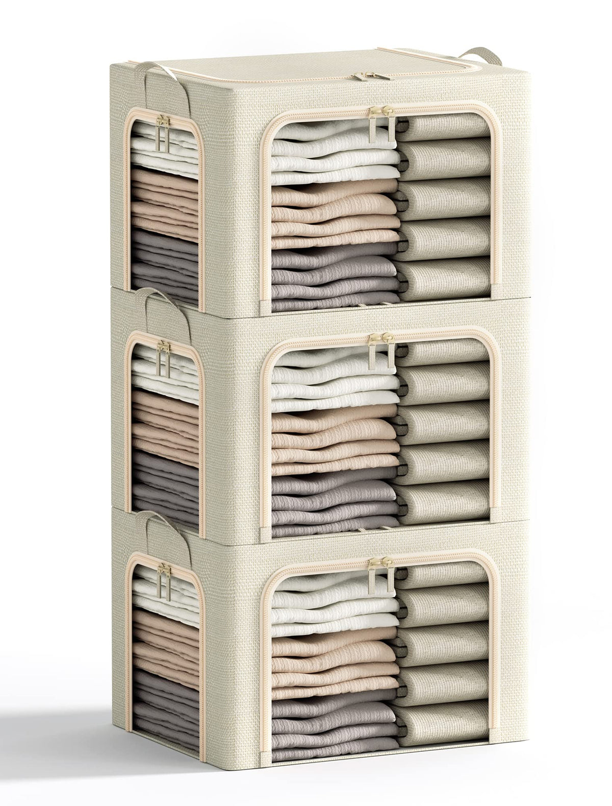 Furnhome 3 openings storage bin with metal frame for organized closets.