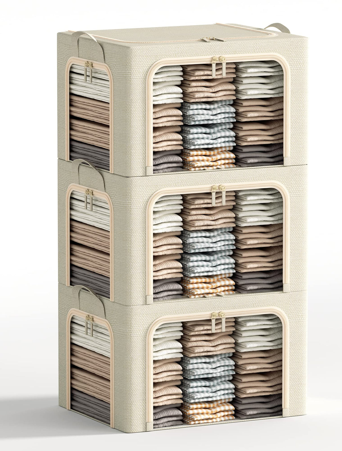 Furnhome 3 openings linen storage bin frame keeps clothes organized.