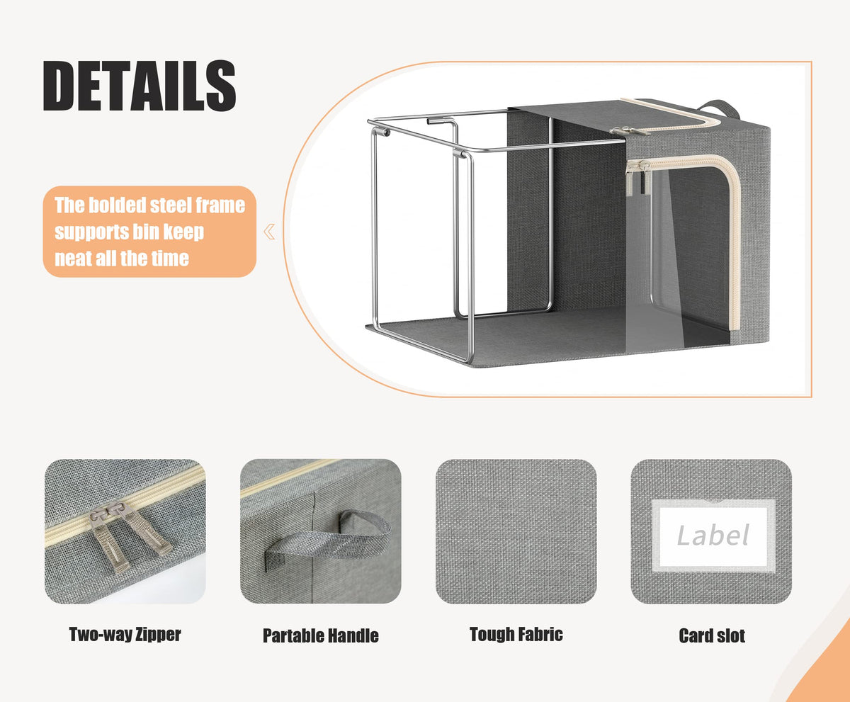Furnhome bin with label pocket helps categorize items while preserving privacy