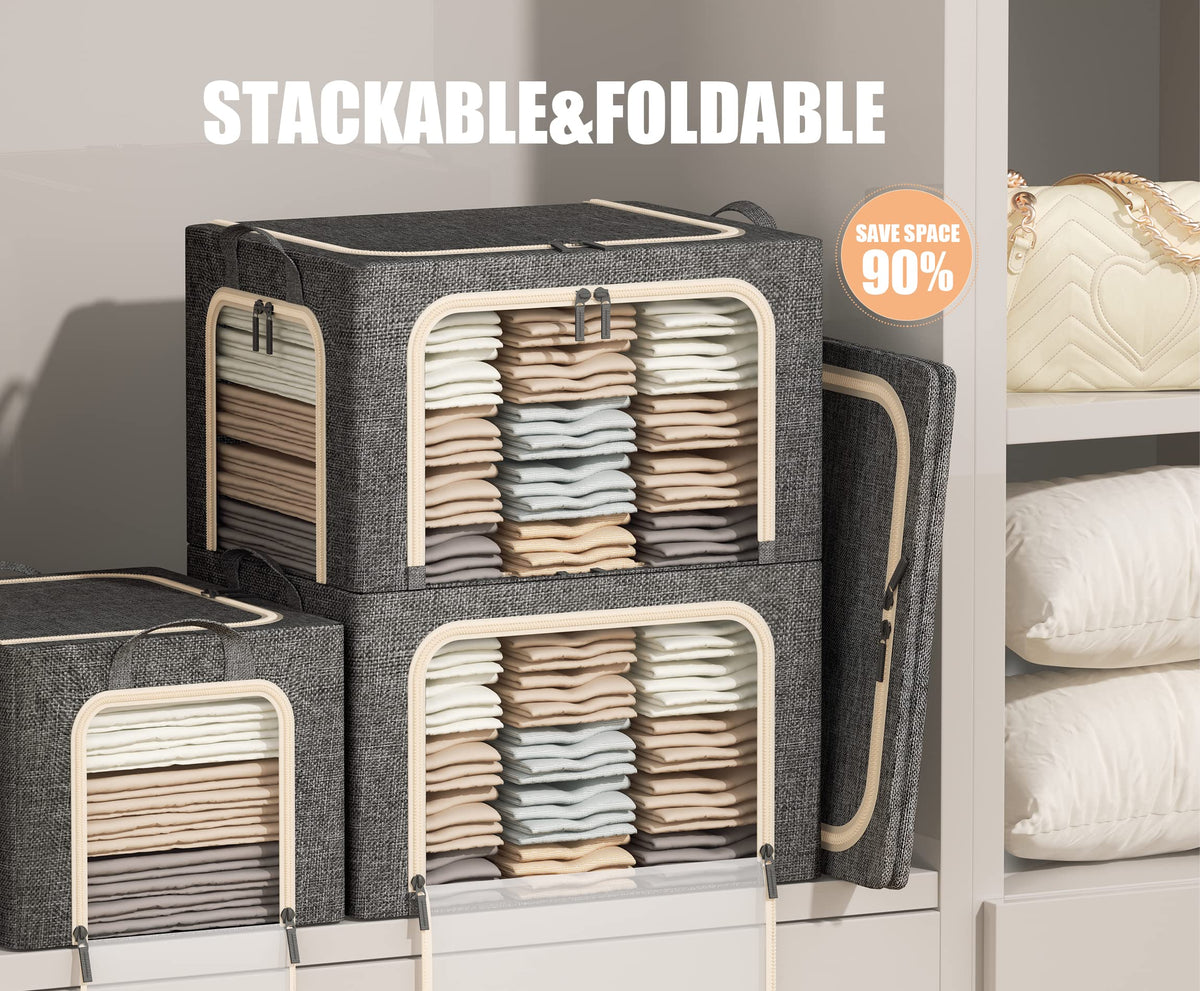 Furnhome foldable linen bin 66L saves closet space
