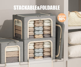 Furnhome foldable linen storage bin with lid keeps clutter contained and space-saving