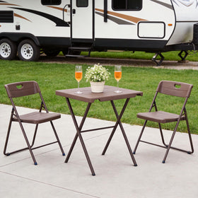 FurniEdge folding table ready for backyard parties and gatherings.