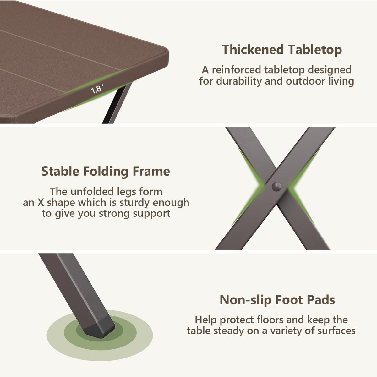 FurniEdge folding table is portable and easy to store in cars and closets.