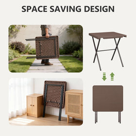 FurniEdge folding table has a weather-resistant top for outdoor use.