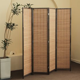 Furnnylane 4 panel divider unfolded for spacious privacy in a living room.