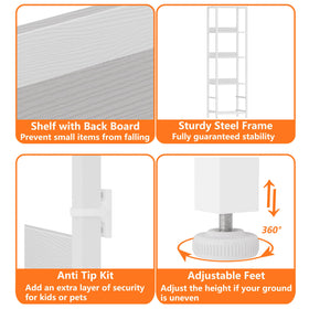Furnulem 4-Tier Corner Shelf used in a bedroom to organize books and decor.