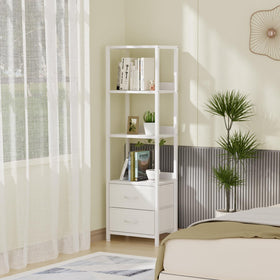 Furnulem 4-Tier Corner Shelf slim, narrow design saves floor space.