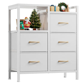 Furnulem 5-drawer dresser with white top offers compact storage for daily essentials.