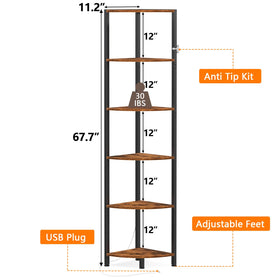 Furnulem 67-5-inch tall standing shelf showcases organized storage.