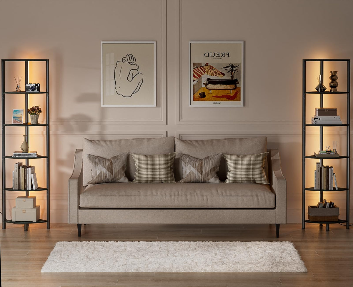 Furnulem bedroom corner shelf offering compact organization.