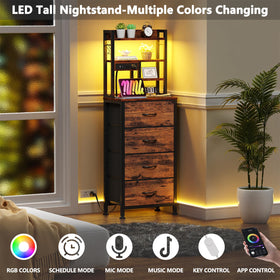 Furnulem bedside table with metal frame and wooden shelves for sturdy support.