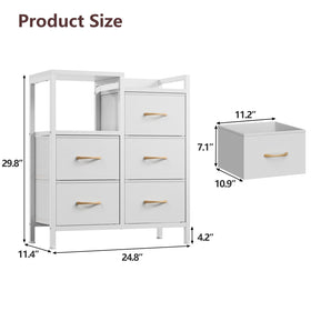 Furnulem drawer unit with sturdy metal frame ensures durable bedroom organization.