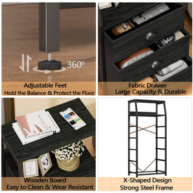 Furnulem dresser drawer open view shows practical storage for clothes and accessories.
