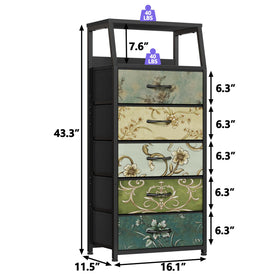 Furnulem steel-frame dresser highlights double shelf for decor or essentials