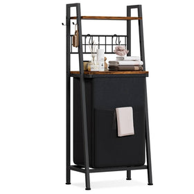 Furnulem laundry hamper with 2-tier shelf demonstrates sturdy storage.