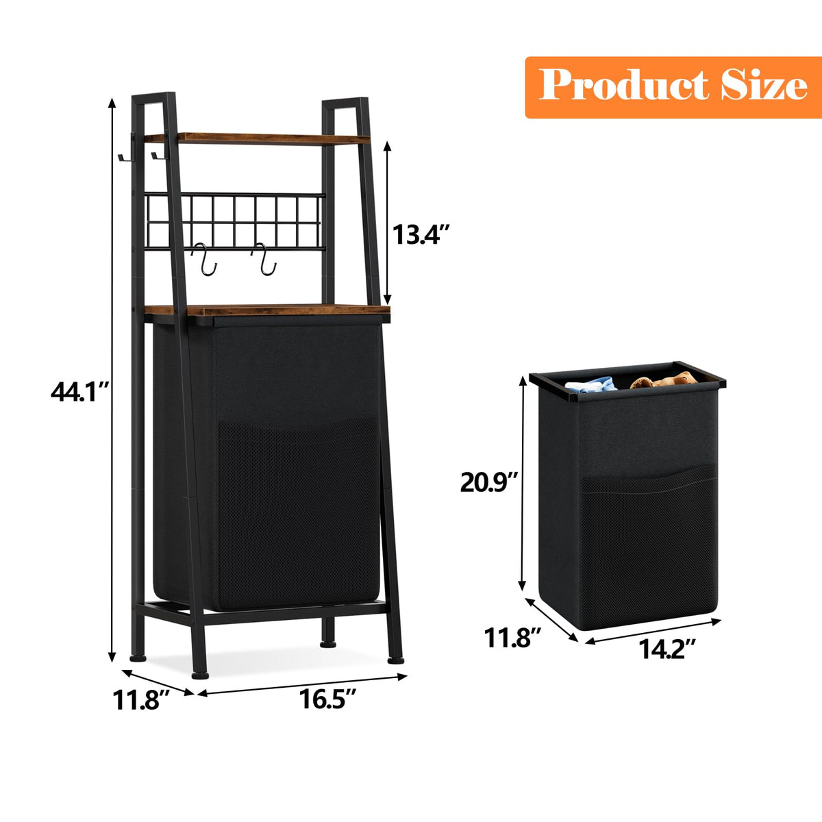 Furnulem in a bathroom setup showing laundry organization.