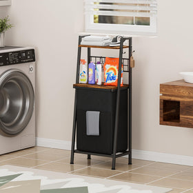 Furnulem wooden shelf detail supports organized items.