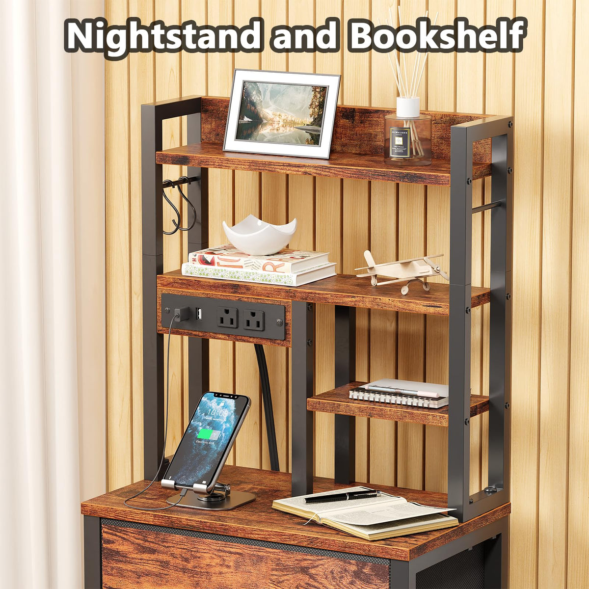 Furnulem LED night stand offers 7-color brightness to set mood.
