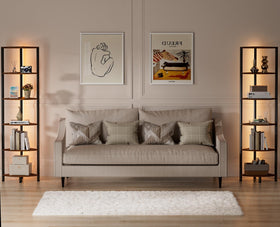 Furnulem living room display shelf adds decorative storage.