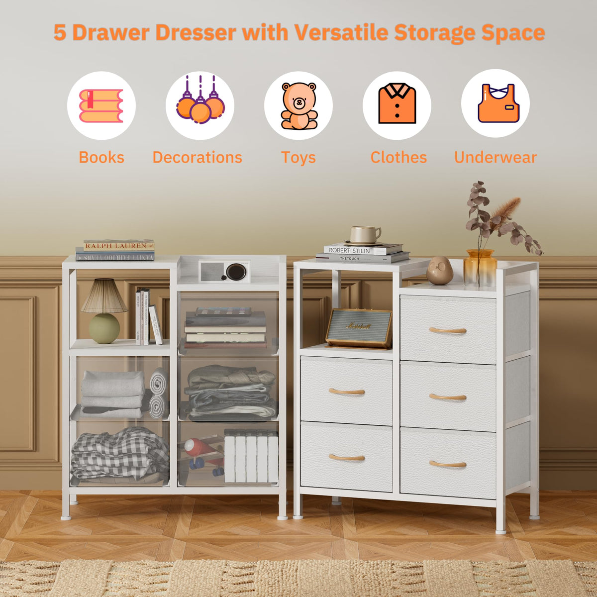 Furnulem multipurpose dresser suited for bedroom or hallway storage needs.