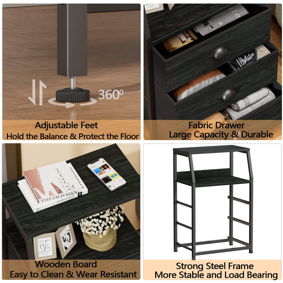 Furnulem night-stand anti-topple-device improves stability in home spaces.