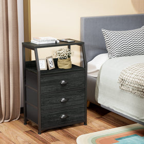 Furnulem compact night-stand design minimizes footprint while adding storage.