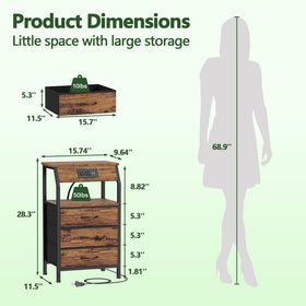 Furnulem night stand fabric drawers close-up for organized storage