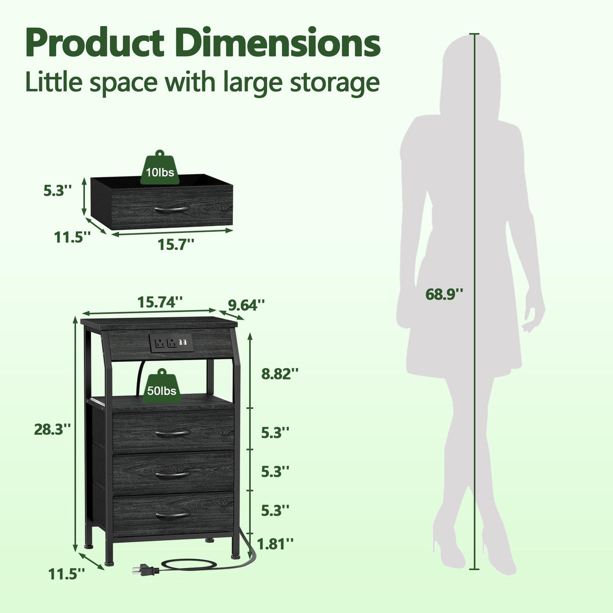 Furnulem fabric drawer close-up for organized storage of small items.