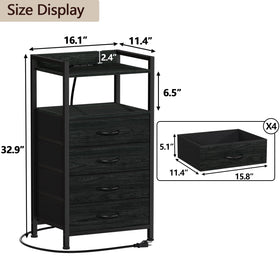 Furnulem night stand fabric drawers store essentials neatly
