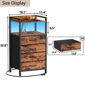 Furnulem night stand with four fabric drawers keeps bedside essentials organized