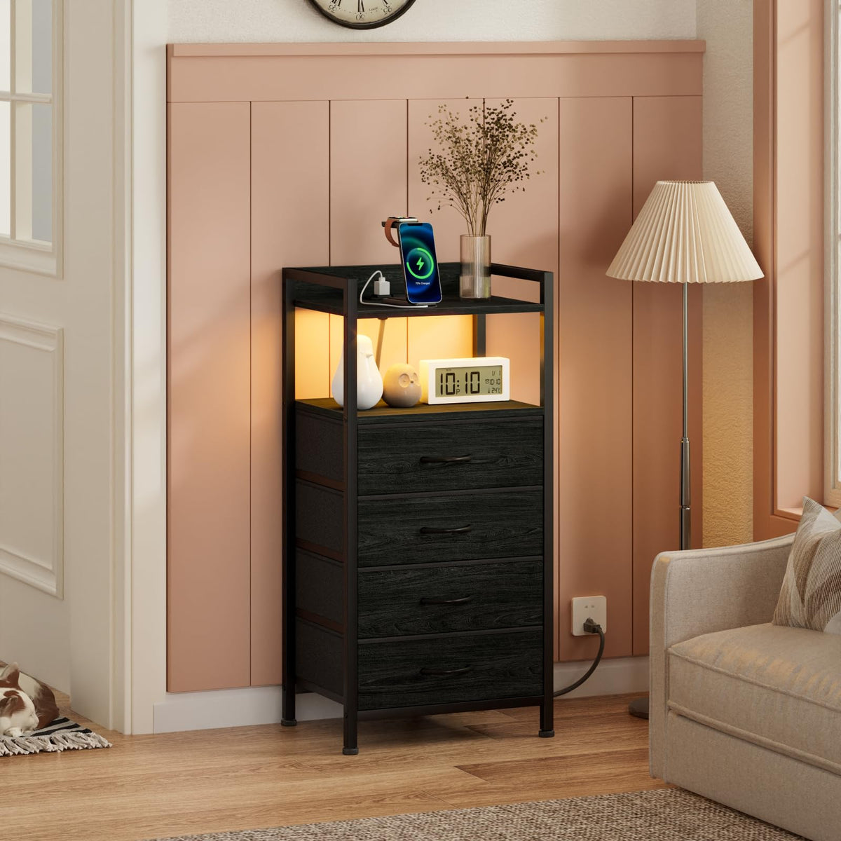 Furnulem night stand LED strip adds ambient color to the room