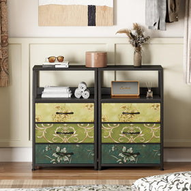 Furnulem night stand with metal frame provides sturdy support in any room.