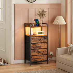 Furnulem night stand metal frame with wood shelf combines durability and warmth