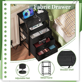 Furnulem night stand demonstrates multi-use in bedroom, living room, study.