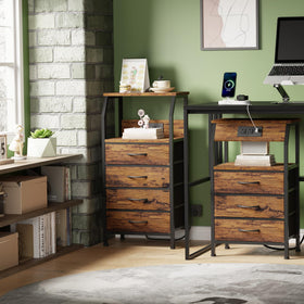 Furnulem night stand open shelf and lamp placement example