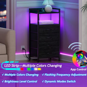 Furnulem night stand open wooden shelf for display and reach