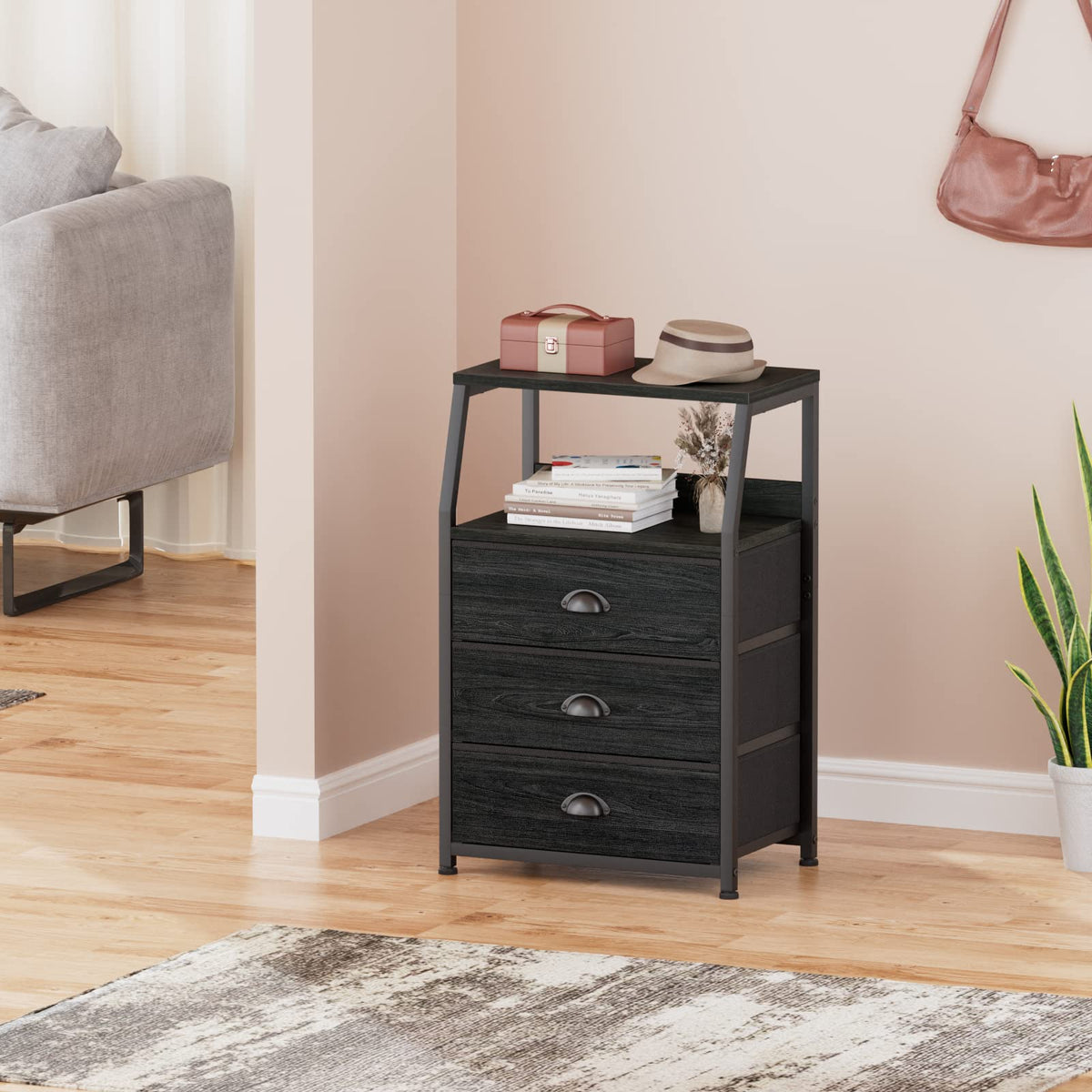 Furnulem night-stand steel-frame delivers sturdy support for daily use.