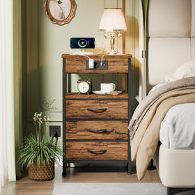 Furnulem night stand charging back install with accessible power rear panel