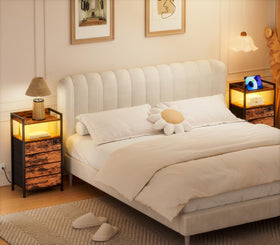 Furnulem night stand showing open wood shelf for display items