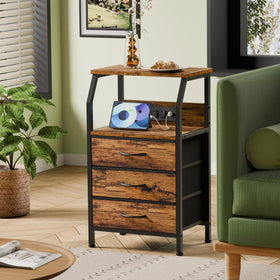 Furnulem night stand wood shelf top showing sturdy surface