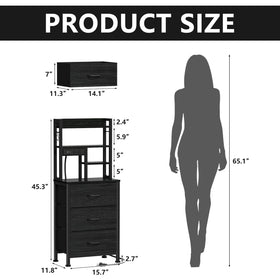 Furnulem nightstand with three drawers and four open shelves keeps items organized