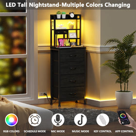 Furnulem nightstand ambient LED lighting enhances cozy bedroom atmosphere