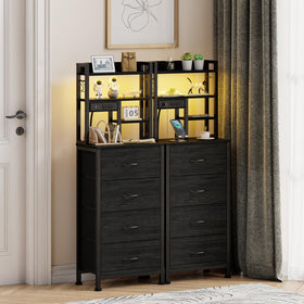 Furnulem nightstand with charging station: USB and Type-C ports ready