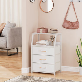 Furnulem nightstand dual-tier shelf supports lamps and decor with easy access.