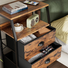 Furnulem nightstand sturdy metal frame providing reliable support.
