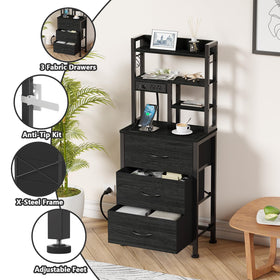 Furnulem nightstand includes two S-hooks for extra hanging storage